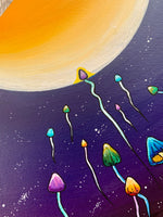 Rebirth Original Painting, magic mushroom art, psychedelic art, fungi canvas, fungi lovers gift