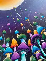 Rebirth Original Painting, magic mushroom art, psychedelic art, fungi canvas, fungi lovers gift