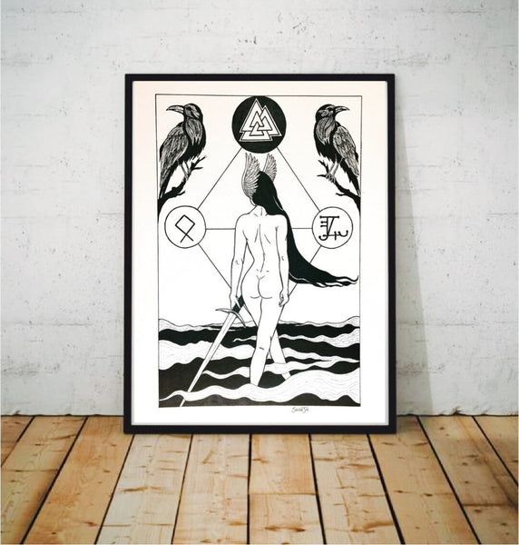 Valkyrie Original Artwork, Pagan Art, Norse Mythology, Occult Art, vikings