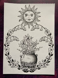 Beltane Original Art | pagan Celtic art | witchy wall art | Wicca home decor | pen and ink illustration | botanical art print | nature lover