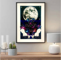 Full Moon in Pisces Original Art | witchy art | astrology zodiac wall art | pen and ink | pagan home decor | spiritual gifts