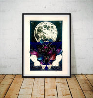 Full Moon in Pisces Original Art | witchy art | astrology zodiac wall art | pen and ink | pagan home decor | spiritual gifts