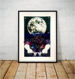 Full Moon in Pisces Original Art | witchy art | astrology zodiac wall art | pen and ink | pagan home decor | spiritual gifts