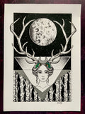 Diana Nemorensis Original Art | pagan goddess art | witchy wall art | feminist wall print | Roman mythology | moon goddess art | Wicca decor