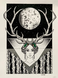 Diana Nemorensis Original Art | pagan goddess art | witchy wall art | feminist wall print | Roman mythology | moon goddess art | Wicca decor