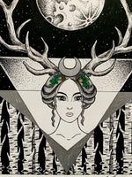 Diana Nemorensis Original Art | pagan goddess art | witchy wall art | feminist wall print | Roman mythology | moon goddess art | Wicca decor