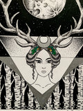 Diana Nemorensis Original Art | pagan goddess art | witchy wall art | feminist wall print | Roman mythology | moon goddess art | Wicca decor