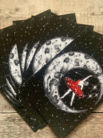 Amanita Ballerina A5 Art Print | witchy mushroom art | full moon celestial wall decor | fungi lovers print | inspirational wall art