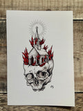 Church Burner A5 Art Print | black metal art | skull gothic wall art | Norwegian black metal | pagan witchy atheist satanic