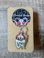 Black Metal Church Burner Pin Badge, occult pin, witchy pin, skull pin