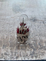 Black Metal Church Burner Pin Badge, occult pin, witchy pin, skull pin