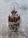 Black Metal Church Burner Pin Badge, occult pin, witchy pin, skull pin