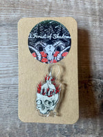 Church Burner A5 Art Print and Pin Badge Bundle | Norwegian black metal | gothic skull art | dark occult pagan