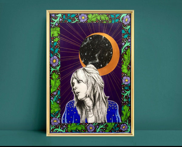 Stevie Nicks A4 Art Print | Witchy Art Nouveau Wall Art | Fleetwood Mac fan gift | boho gypsy home decor | Moon goddess poster | Music print