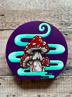 Hand Painted Amanita Muscaria Wooden Block | mushroom fungi art | boho hippie decor | psychedelic trippy art | 60s 70s homeware