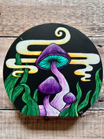 Hand Painted Magic Mushroom Wooden Block | mushroom decor | psychedelic fungi art | boho home decor | 60s 70s homeware