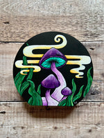 Hand Painted Magic Mushroom Wooden Block | mushroom decor | psychedelic fungi art | boho home decor | 60s 70s homeware