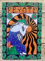 Peyote Art Nouveau A4 Art Print | psychedelic witchy art | boho wall decor | botanical illustration | plant goddess sacred medicine