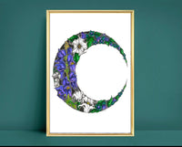 Poison Moon A4 Art Print | botanical witchy art | pagan Wicca wall art | poisonous herbs | boho floral home decor | gothic illustration