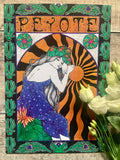 Peyote Art Nouveau A4 Art Print | psychedelic witchy art | boho wall decor | botanical illustration | plant goddess sacred medicine