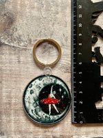 Amanita Ballerina Key Ring, mushroom key ring, moon key chain,
