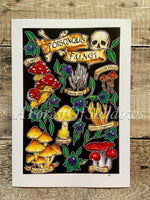 Poisonous Fungi A4 Art Print, mushroom art, witchy art, cottagecore wall decor, fungi lovers gift