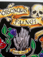 Poisonous Fungi A4 Art Print, mushroom art, witchy art, cottagecore wall decor, fungi lovers gift