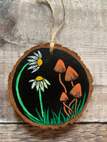 Mushroom Hand Painted Wood Slice, cottagecore decor, witchy decor, mushroom art, rustic decor, fungi decoration