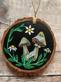Mushroom Hand Painted Wood Slice, cottagecore decor, witchy decor, mushroom art, rustic decor, fungi decoration