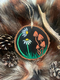 Mushroom Hand Painted Wood Slice, cottagecore decor, witchy decor, mushroom art, rustic decor, fungi decoration