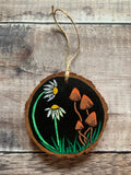 Mushroom Hand Painted Wood Slice, cottagecore decor, witchy decor, mushroom art, rustic decor, fungi decoration
