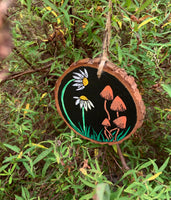 Mushroom Hand Painted Wood Slice, cottagecore decor, witchy decor, mushroom art, rustic decor, fungi decoration