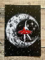 Two Pack Mushroom A5 Art Prints, moon art, Amanita art, mushroom art, fungi art