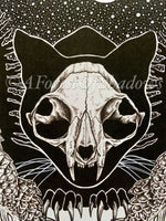 Jolakotturinn Yule Cat A4 Art Print | Folklore Art | Pagan Witchy Gothic Art | skull illustration | cat lovers gift | Scandi home decor