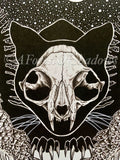 Jolakotturinn Yule Cat A4 Art Print | Folklore Art | Pagan Witchy Gothic Art | skull illustration | cat lovers gift | Scandi home decor