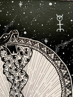Ouroboros Original Pen and Ink Art, occult art, skull art, witchy art