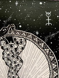 Ouroboros Original Pen and Ink Art, occult art, skull art, witchy art