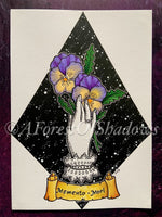 Memento Mori Original Artwork, Victorian art, witchy art, pansy art