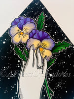 Memento Mori Original Artwork, Victorian art, witchy art, pansy art