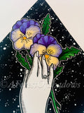 Memento Mori Original Artwork, Victorian art, witchy art, pansy art