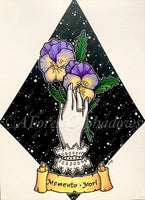 Memento Mori Original Artwork, Victorian art, witchy art, pansy art