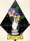 Memento Mori Original Artwork, Victorian art, witchy art, pansy art