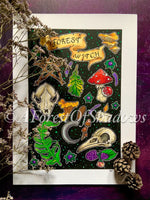 Forest Witch Original Artwork, mushroom art, witchy art, cottagecore art