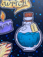 Sea Witch Aesthetic Original Artwork, witchy art, cottagecore art