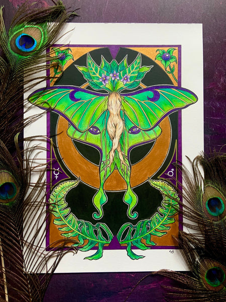 Luna Moth Original Witchy Art