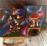 Magic Mushroom Canvas Set | fungi art | galaxy painting | psychedelic trippy wall art | Terence McKenna | nature lovers gift