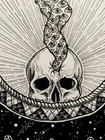 Ouroboros Original Pen and Ink Art, occult art, skull art, witchy art
