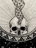 Ouroboros Original Pen and Ink Art, occult art, skull art, witchy art