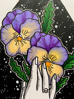 Memento Mori Original Artwork, Victorian art, witchy art, pansy art