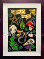 Forest Witch Original Artwork, mushroom art, witchy art, cottagecore art